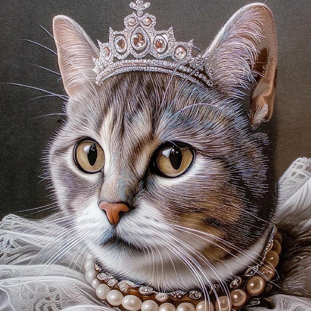 Framed Wall Art - Her Majesty The Cat  60cm x 80cm