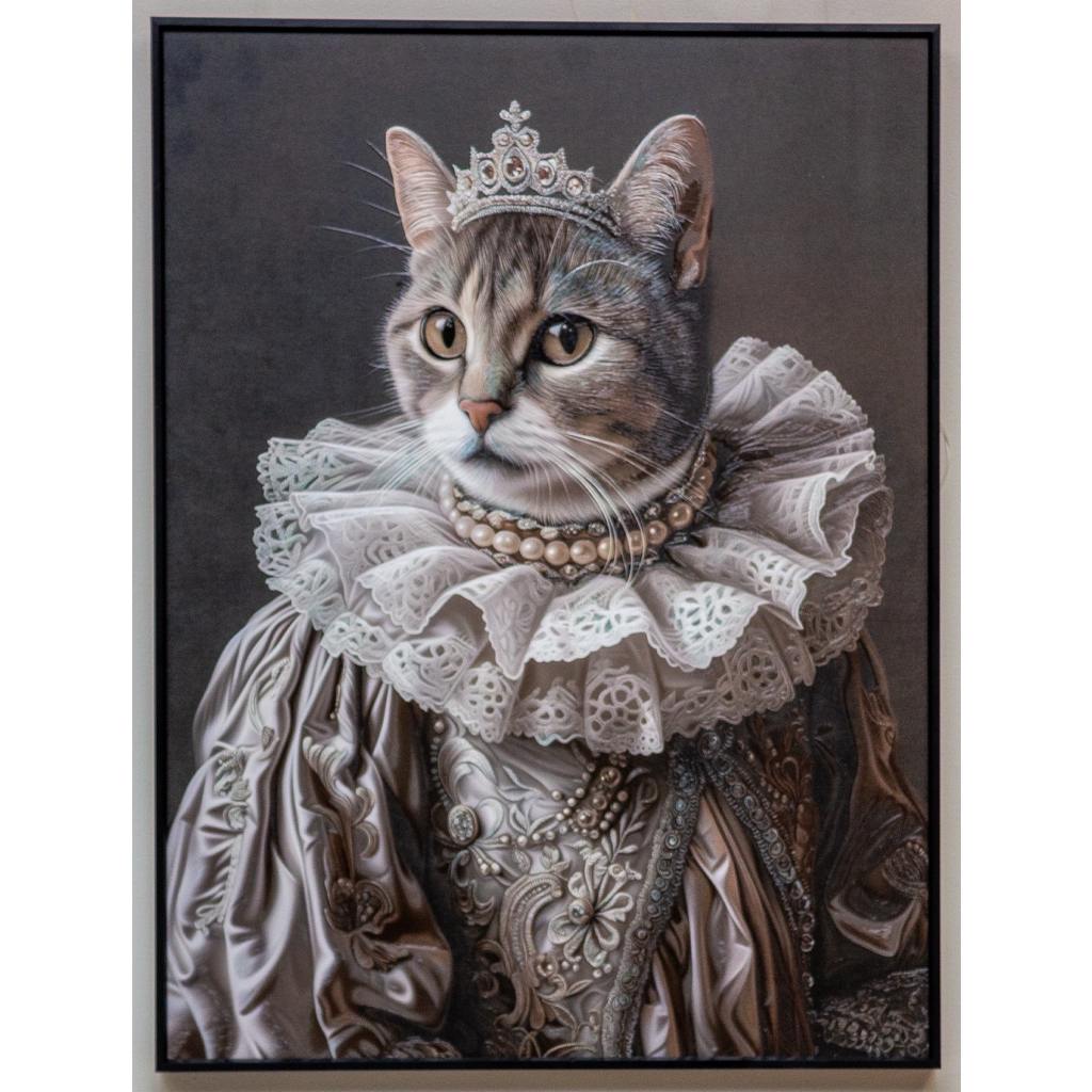 Framed Wall Art - Her Majesty The Cat  60cm x 80cm