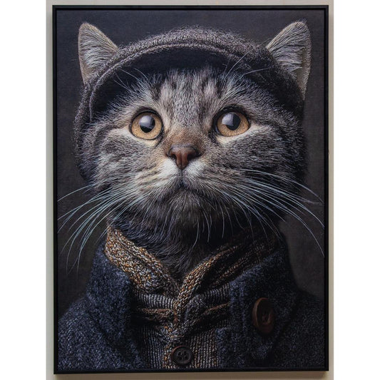 Framed Wall Art - The Worker Cat 60cm x 80cm
