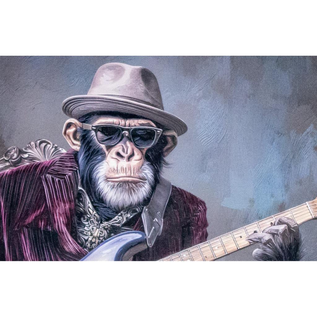 Framed Wall Art - Chimp with Guitar 80cm x 80cm