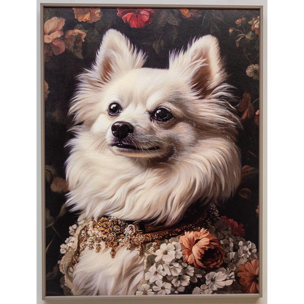 Framed Wall Art - Floral Dog 60cm x 80cm