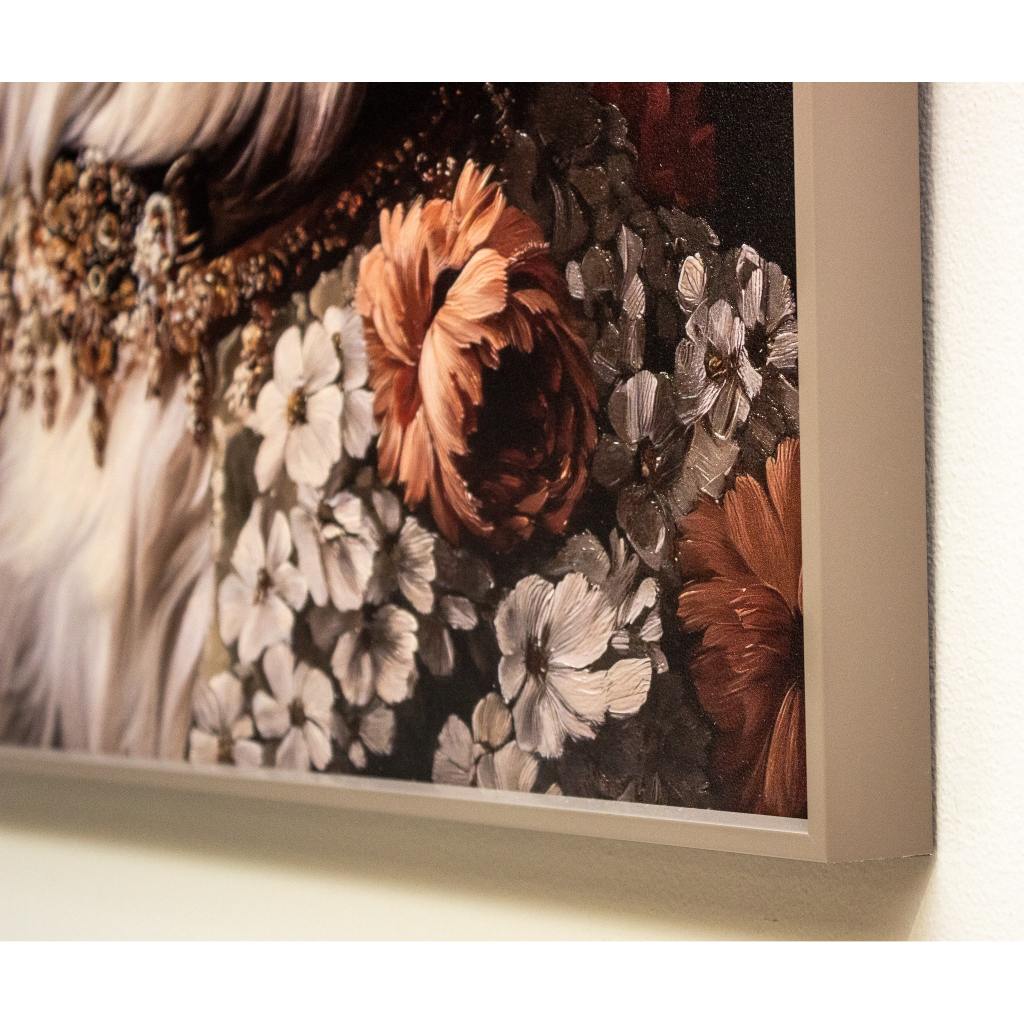 Framed Wall Art - Floral Dog 60cm x 80cm