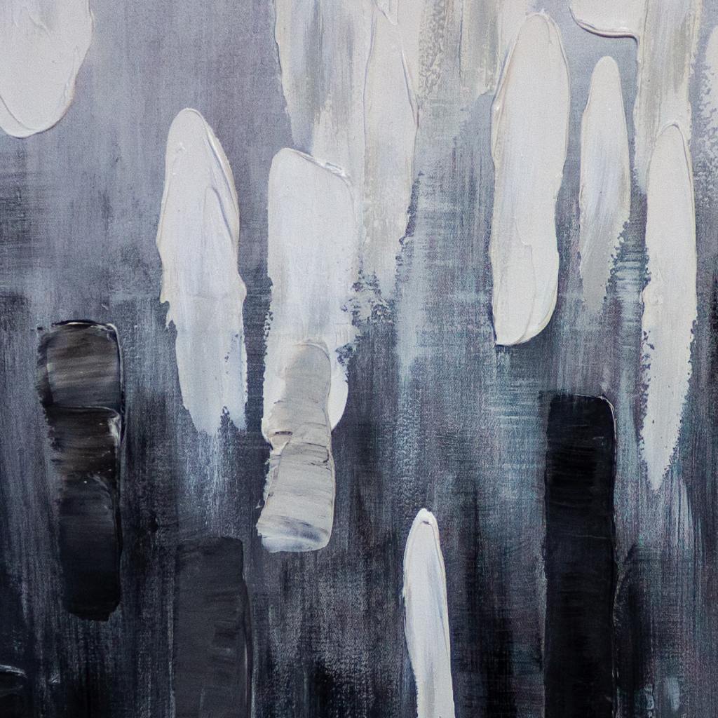 Framed Grey White Lines 80cm x 120cm