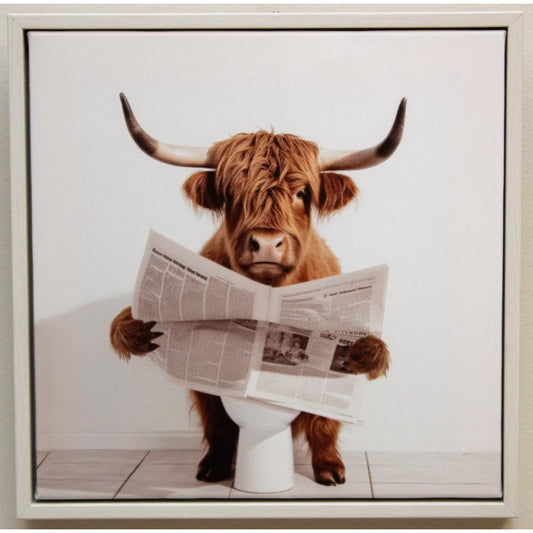 Framed Highland Cow Toilet 30cm x 30cm