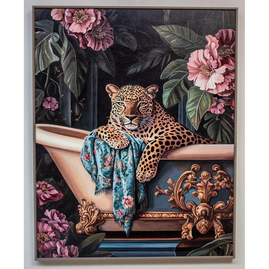 Framed Wall Art - Leopard Over Bath 100cm x 80cm