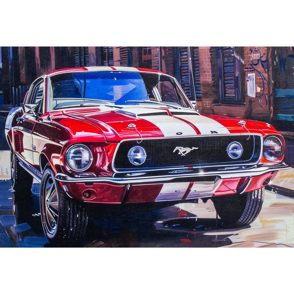 Framed Wall Art - Red Mustang 80cmx80cm