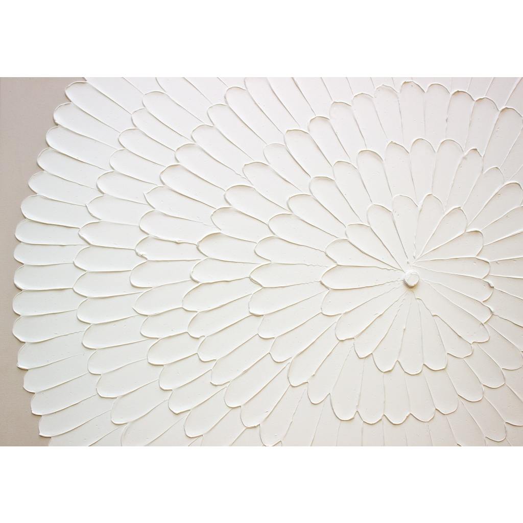 Framed Rippled Circle-White 100cm x 100cm