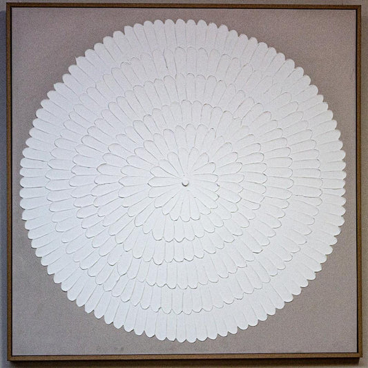 Framed Rippled Circle-White 100cm x 100cm