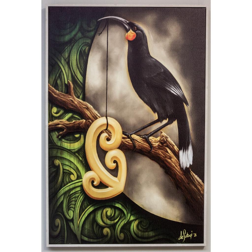 Framed Sotogi- Te Huia  80cm x 120cm