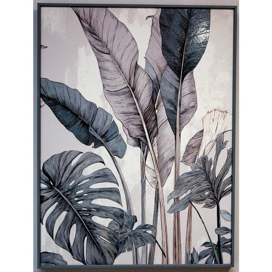 Framed Wall Art - Tropical Leaves with Palm 60cm x 80cm