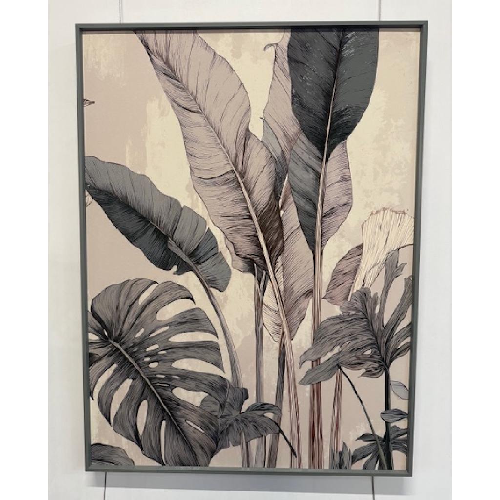 Framed Wall Art - Tropical Leaves with Palm 60cm x 80cm