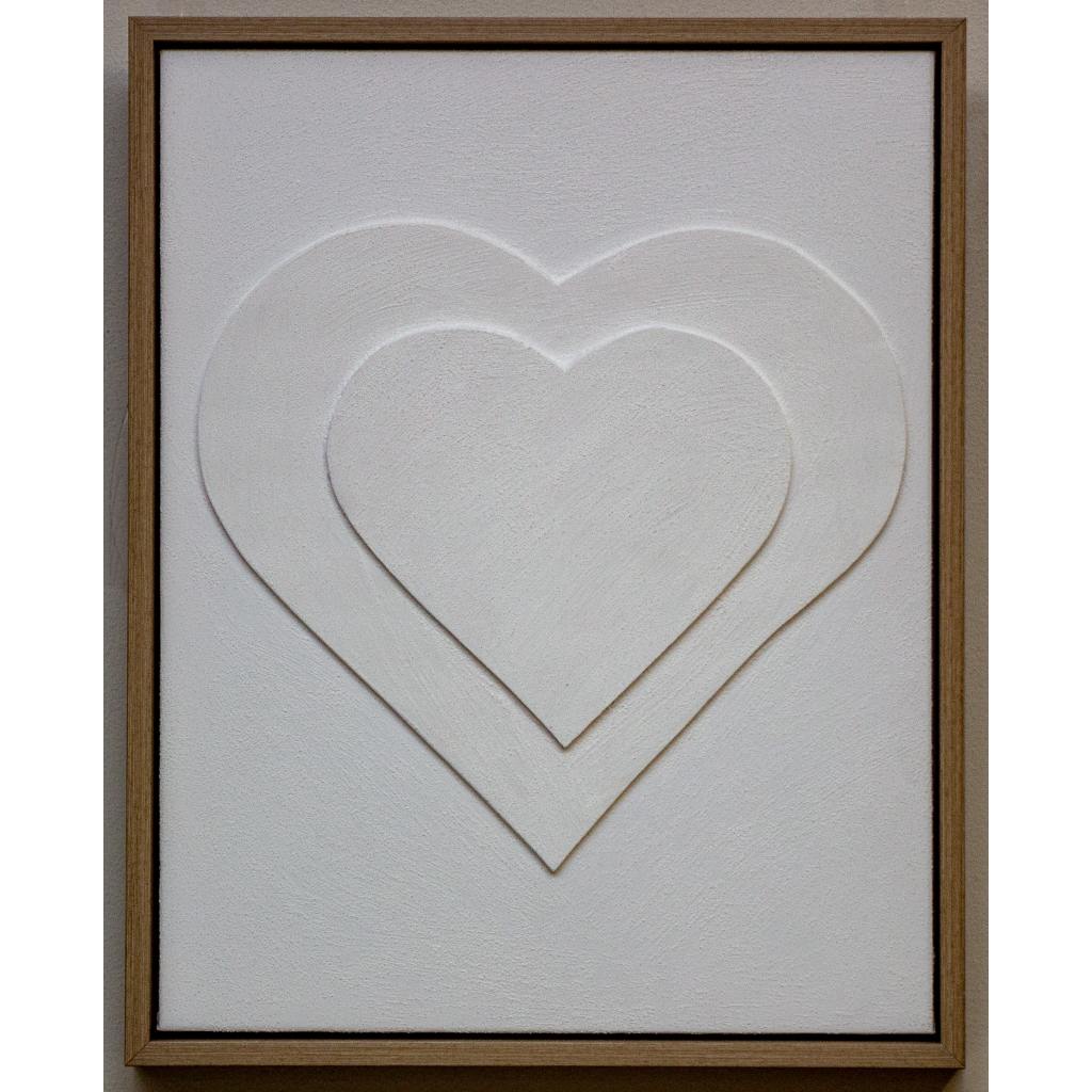 Framed Two White Hearts 40cm x 50cm