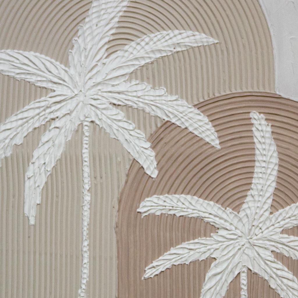 Framed Two Palms  in Beige 80cm x 120cm