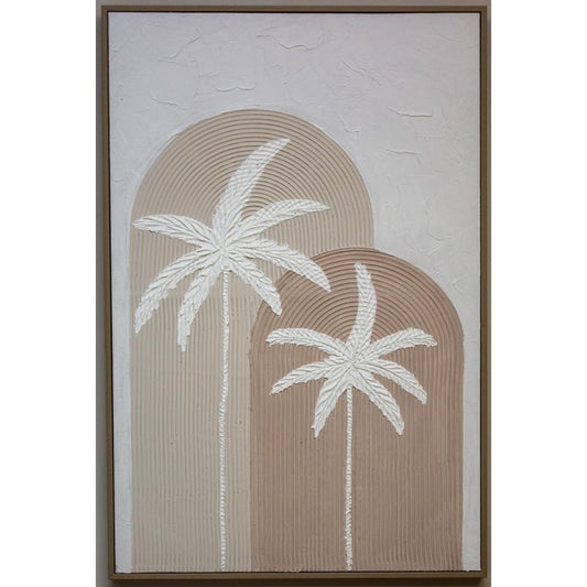 Framed Two Palms  in Beige 80cm x 120cm