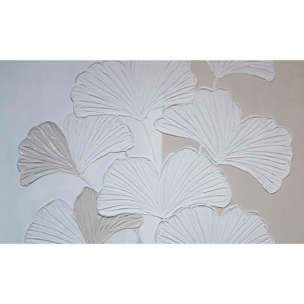 Framed White/Beige Flower 100cm x 100cm