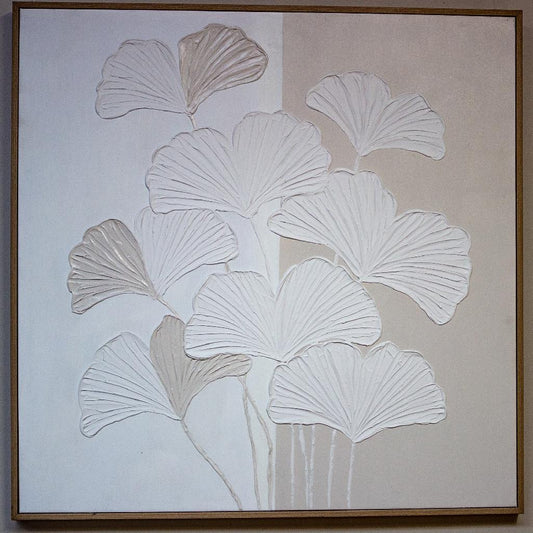 Framed Art - White Beige Flower 100x100