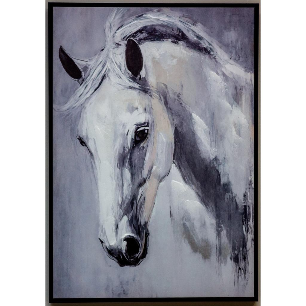 Framed White Horse 70cm x 100cm