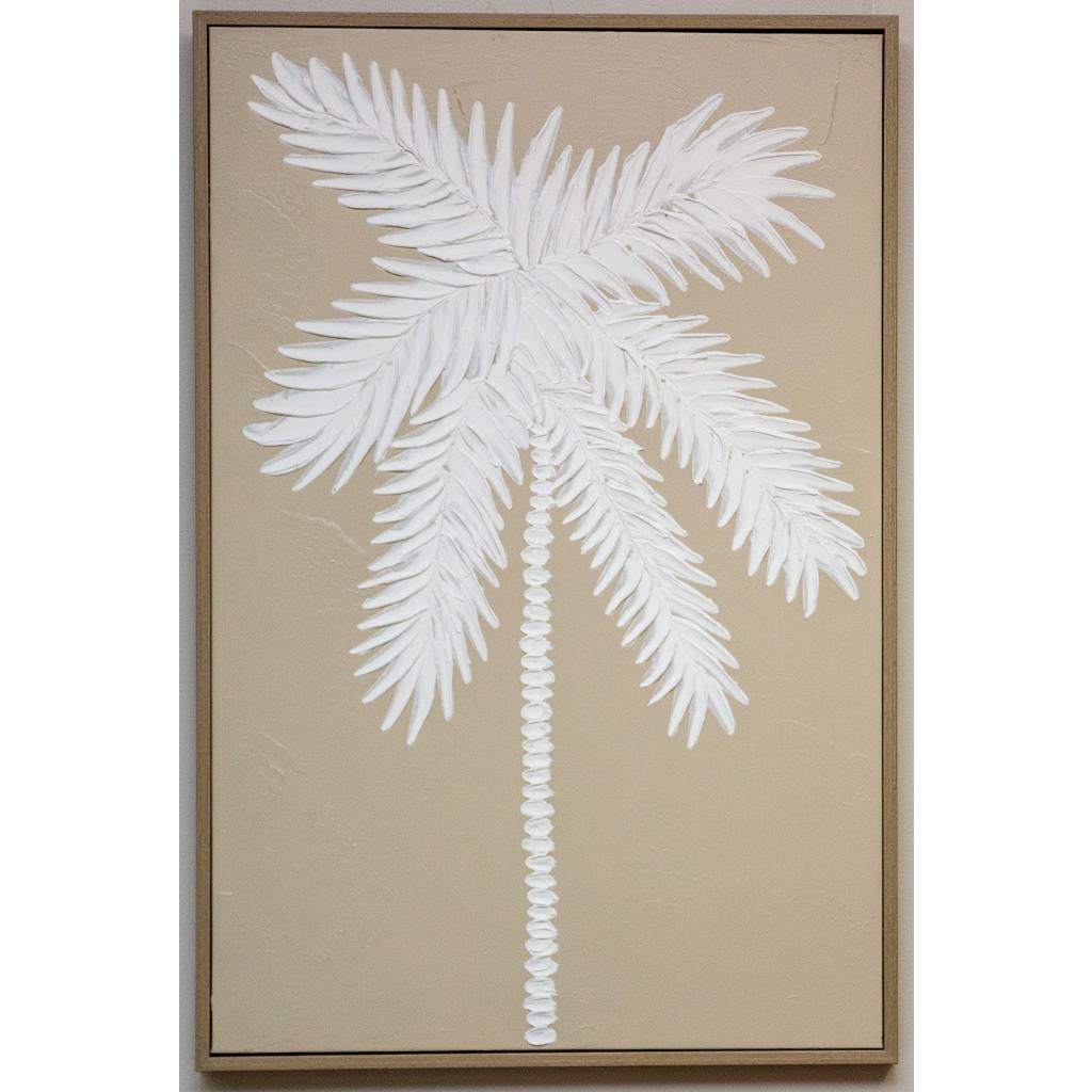 Framed White Single Palm 60cm x 90cm