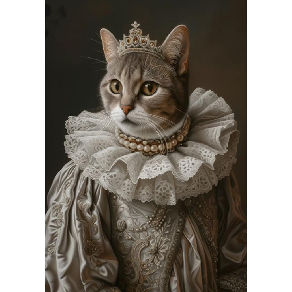 Framed Wall Art - Her Majesty The Cat  60cm x 80cm
