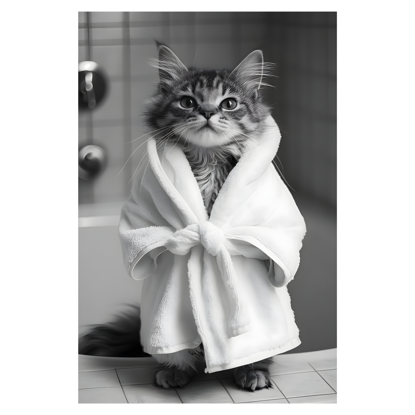 Framed Art - Kitten in Robe