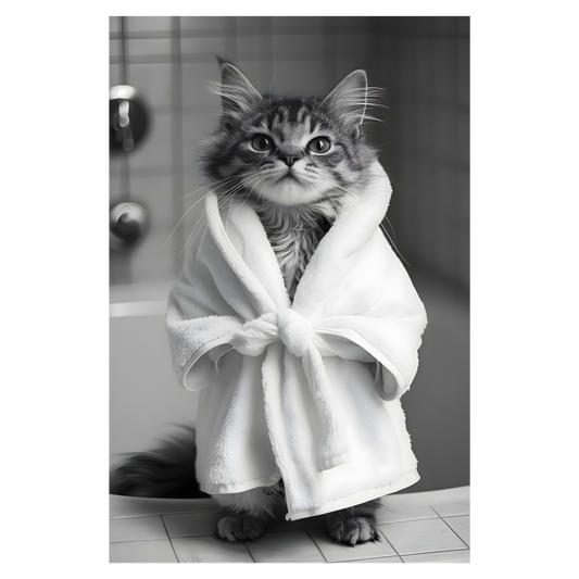 Framed Art - Kitten in Robe 30x40