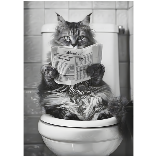 Framed Art - Kitten on Toilet 30x40