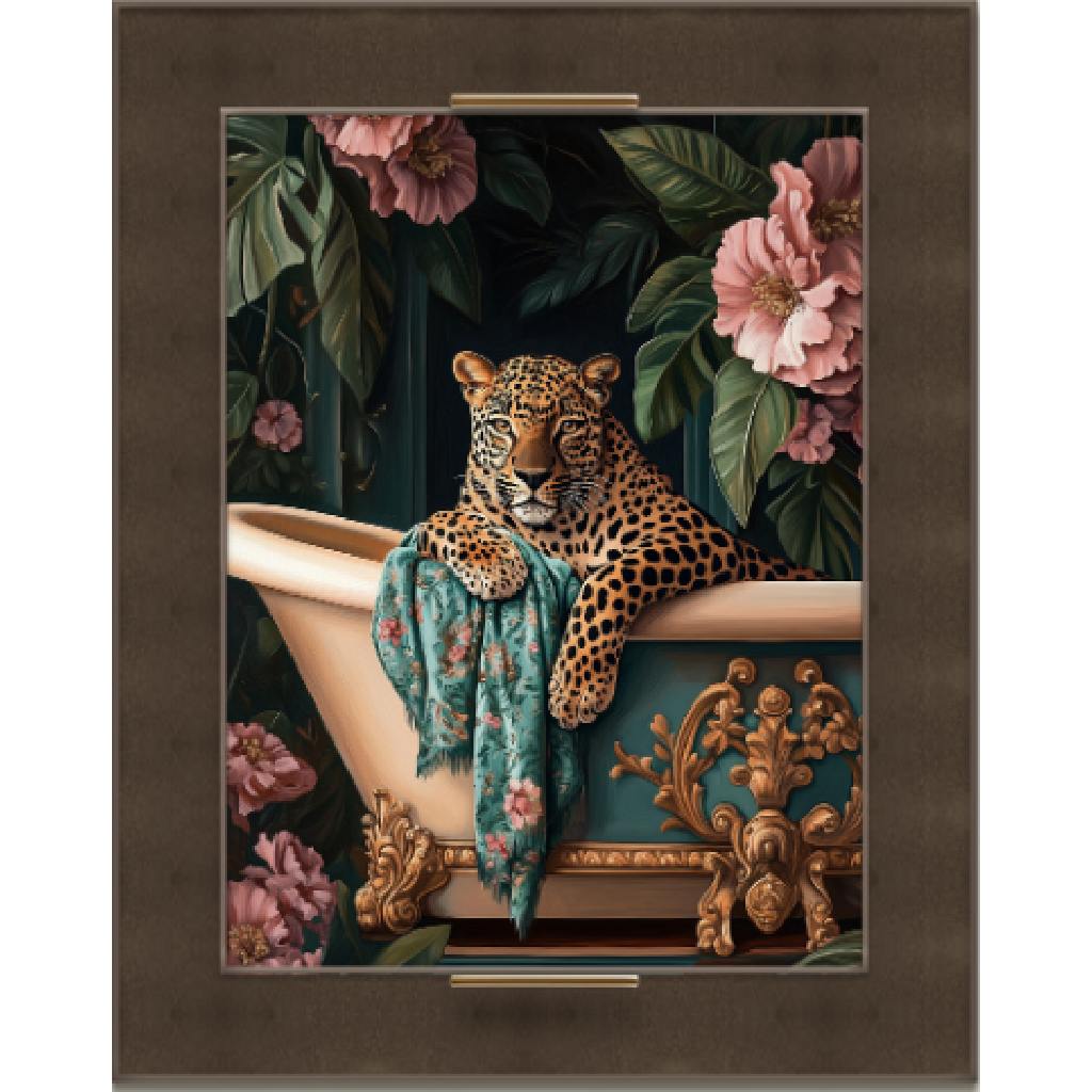 Framed Wall Art - Leopard Over Bath 100cm x 80cm
