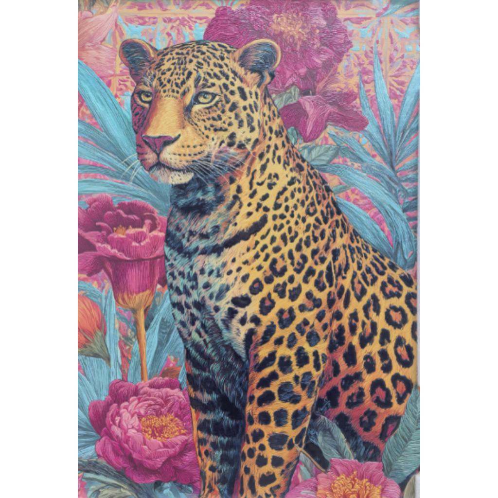Framed Wall Art - Leopard With Floral 60cm x 80cm