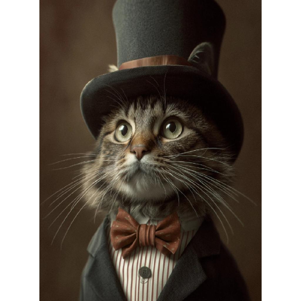 Framed Wall Art - The Gentleman Cat  60cm x 80cm