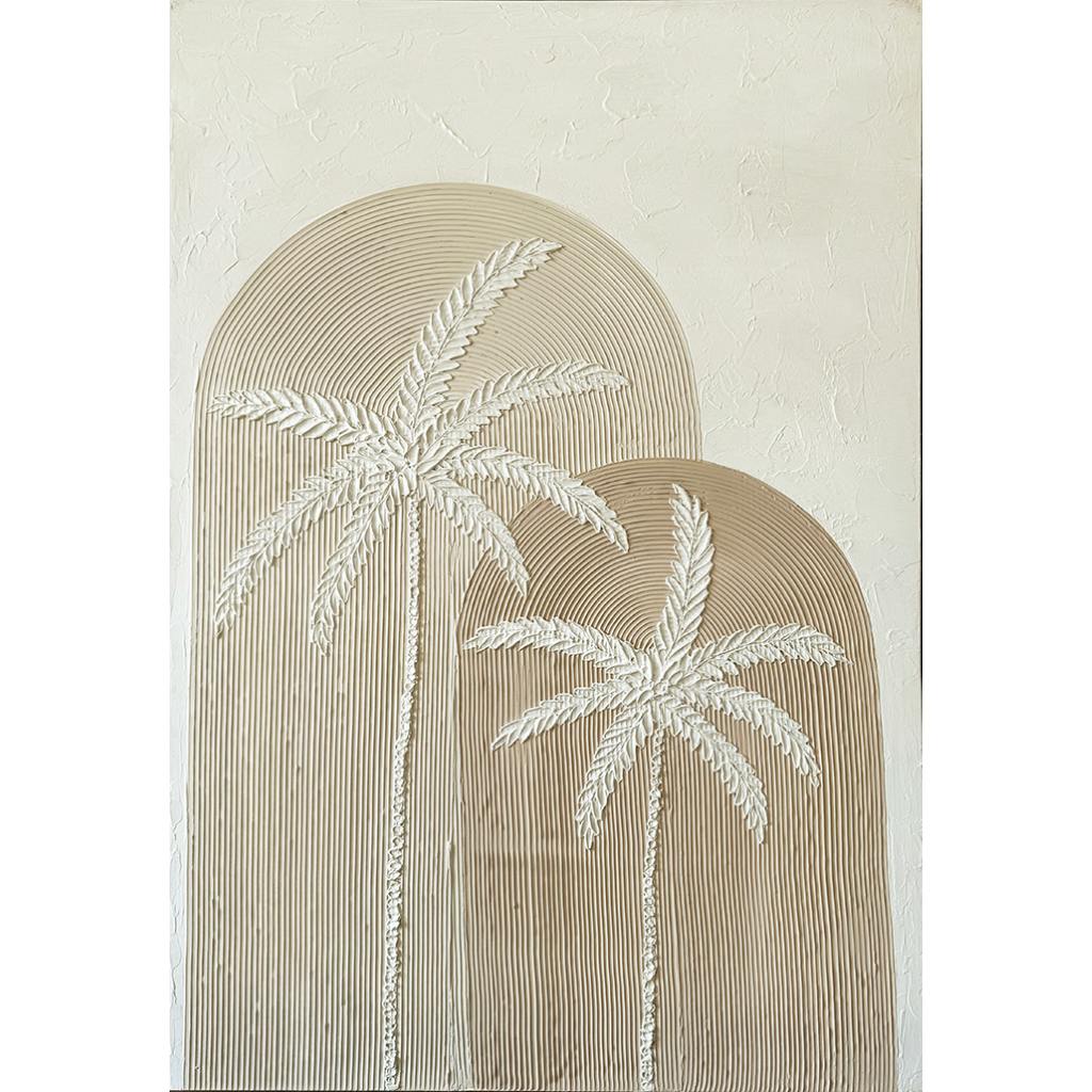 Framed Two Palms  in Beige 80cm x 120cm