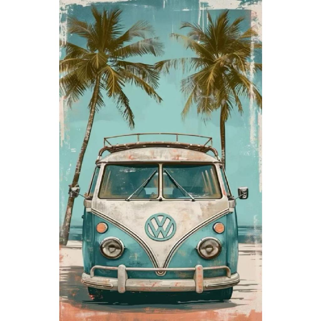 Framed Wall Art - VW Combi  120cm x 80cm