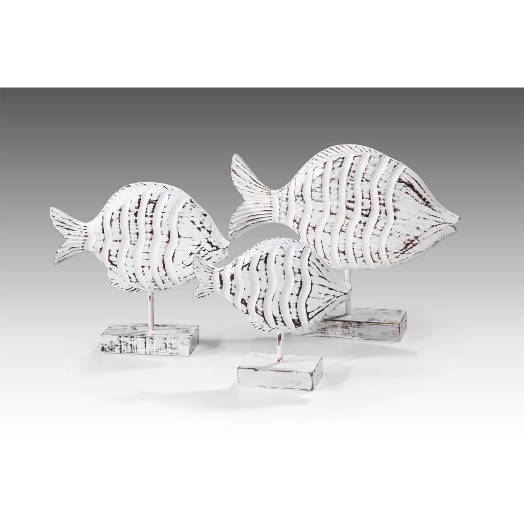 White Fish on Stand set of 3