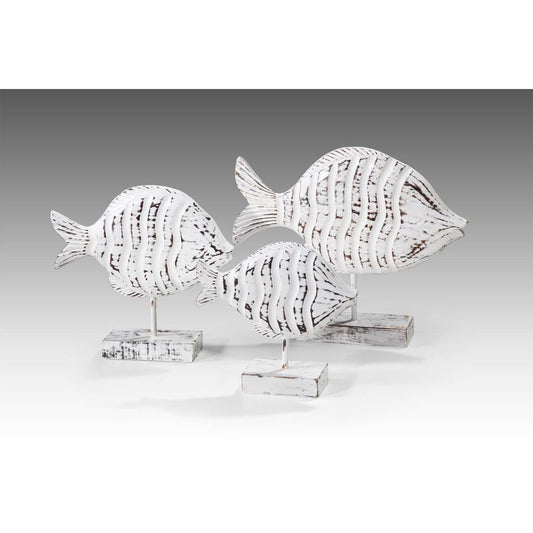 White Fish on Stand set of 3