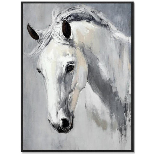 Framed White Horse 70cm x 100cm